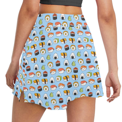Sushi Cartoon Design 17" Golf & Pickleball Skort with Pockets