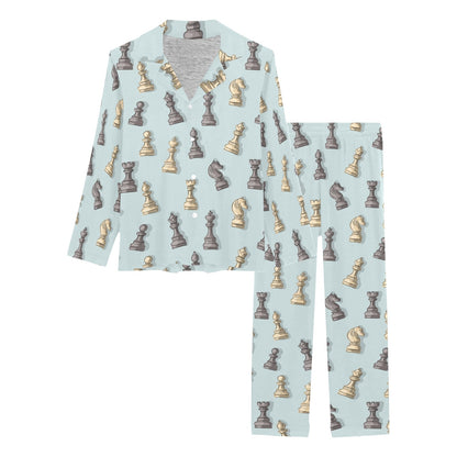 Chess Pattern Print Design 02 Women's Long Pajama Set