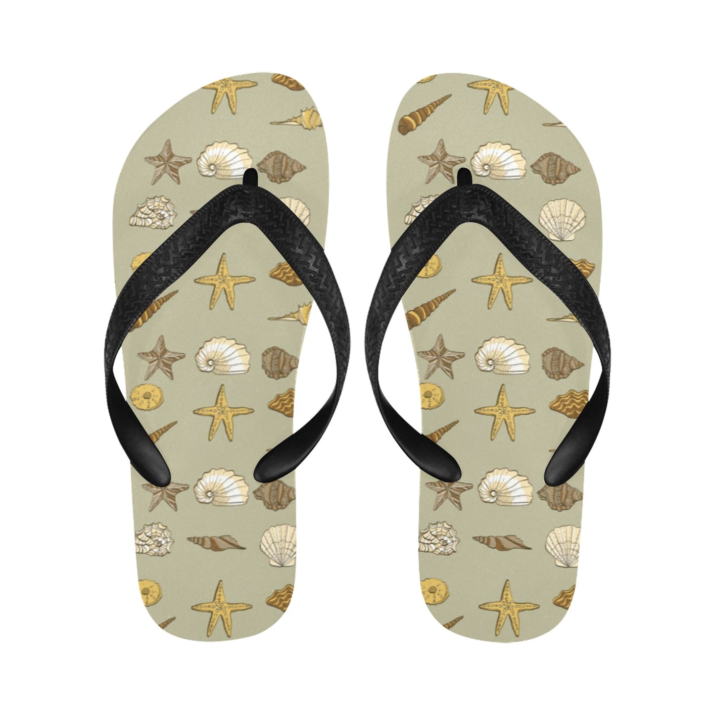 Seashell Beach Print Design LKS303 Flip Flops
