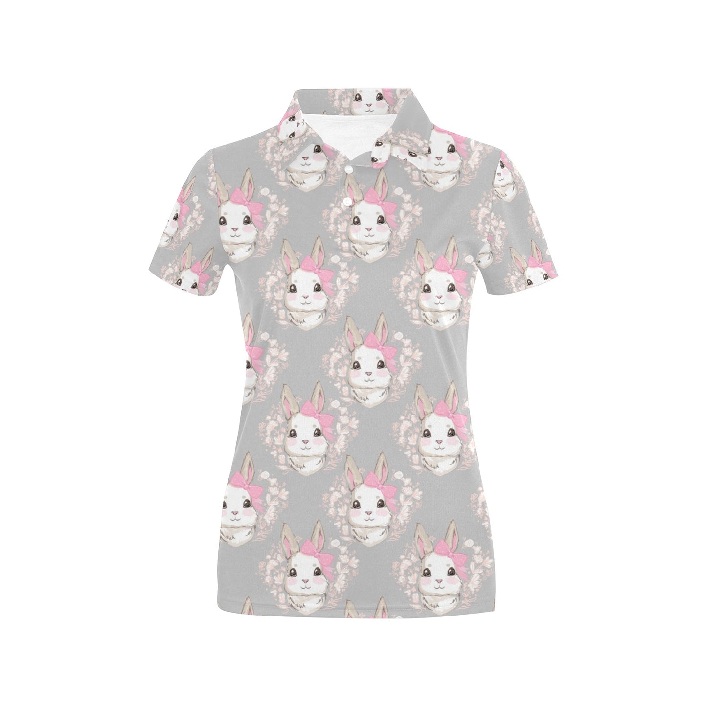 Rabbit Pattern Print Design RB07 Women's Polo Shirt