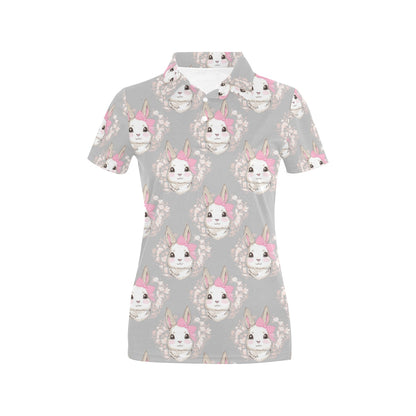 Rabbit Pattern Print Design RB07 Women's Polo Shirt