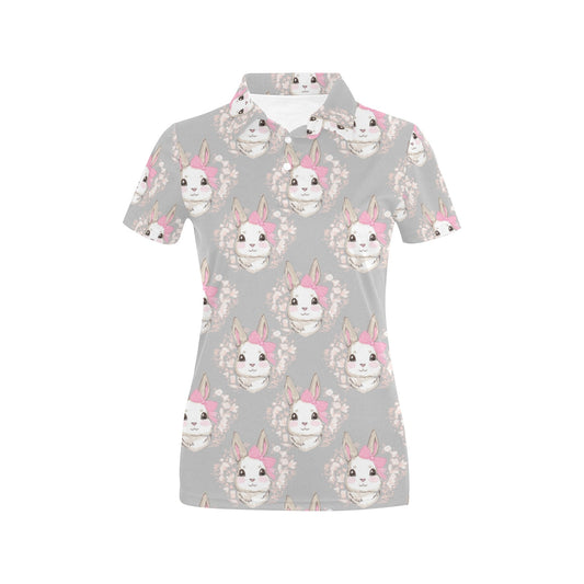 Rabbit Pattern Print Design RB07 Women's Polo Shirt