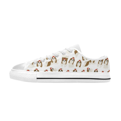 Shih Tzu Print Design LKS302 Women's White Low Top Shoes