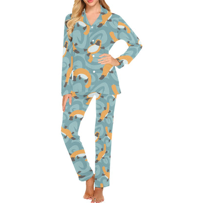 Platypus Pattern Print Design A01 Women's Long Pajama Set