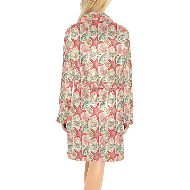 Seashell Print Design LKS301 Women's Fleece Robe