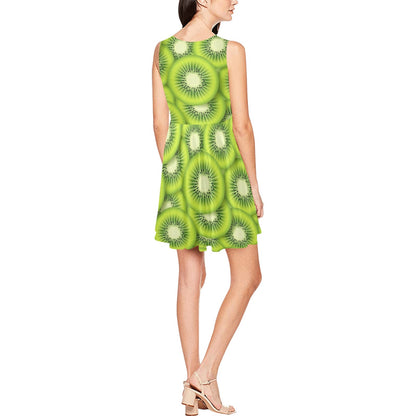 Kiwi Pattern Print Design KW01 Sleeveless Dress