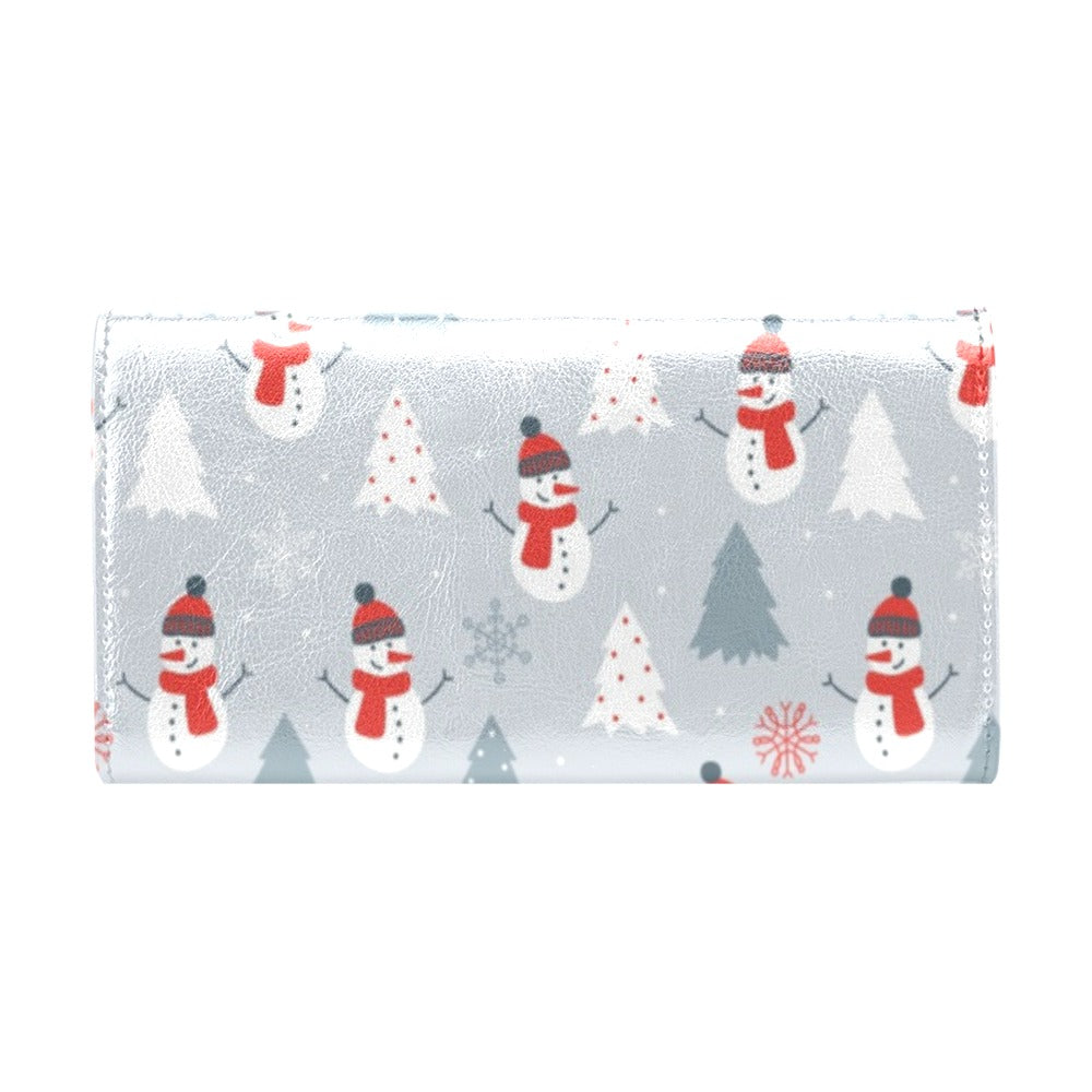 Snowman Print Design LKS302 Women's Trifold Wallet