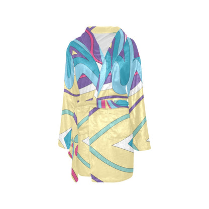 Funky Retro Pattern Print Design A01 Women's Fleece Robe