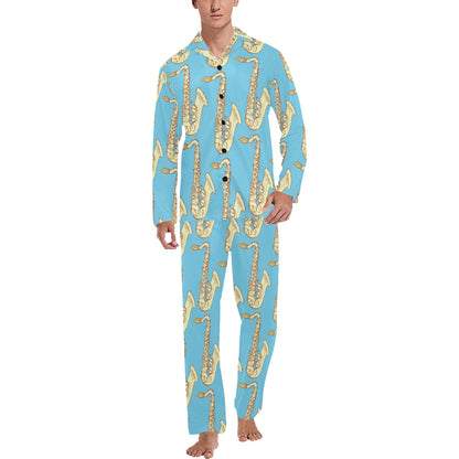 Saxophone Pattern Print Design 03 Men's Long Pajama Set