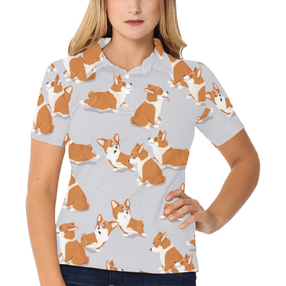 Pembroke Welsh Corgis Pattern Print Design A04 Women's Polo Shirt
