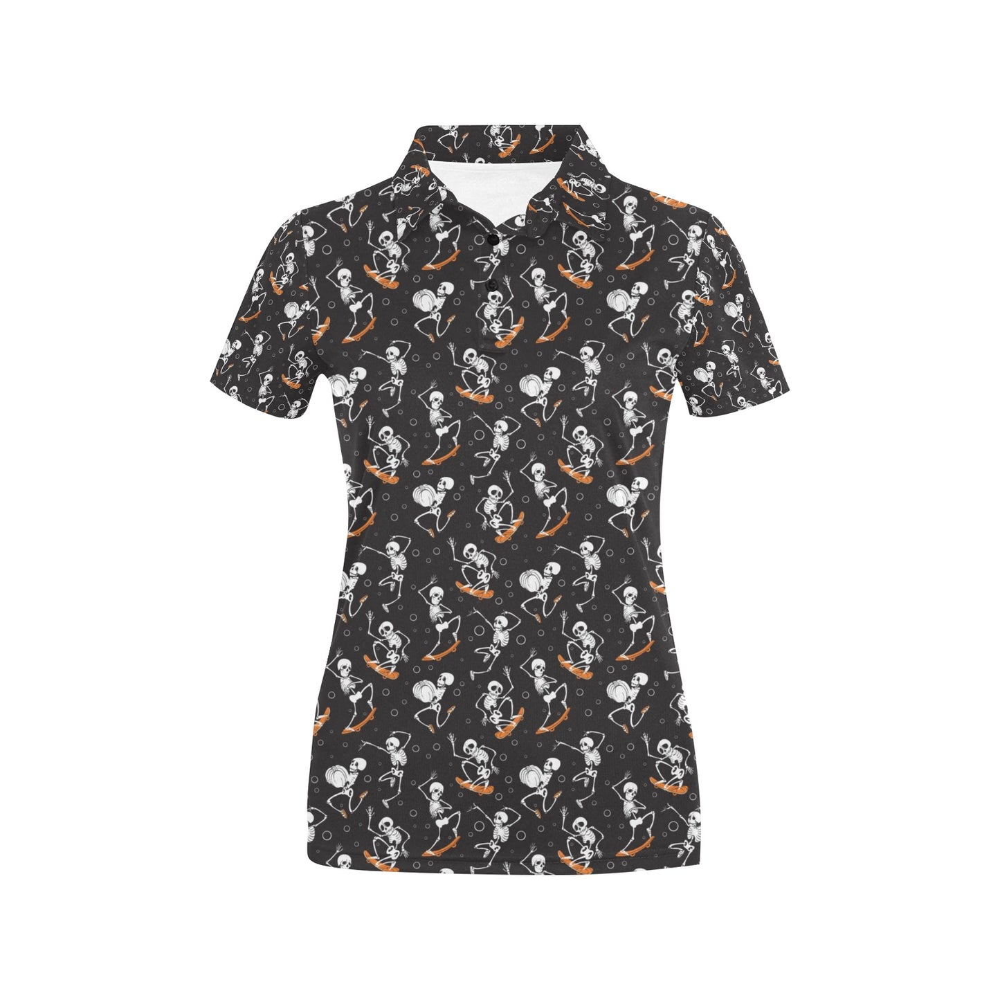 Skateboard With Skeleton Print Design LKS303 Women's Polo Shirt