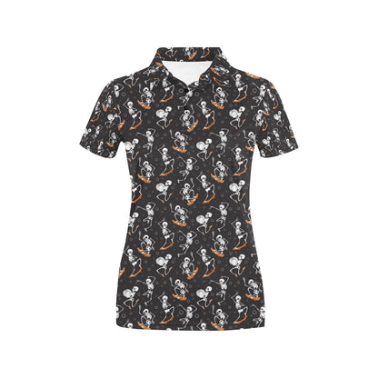 Skateboard With Skeleton Print Design LKS303 Women's Polo Shirt