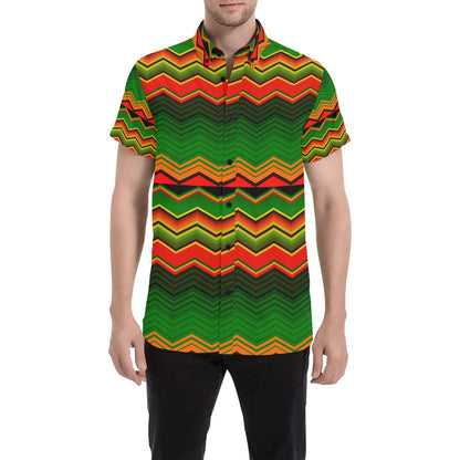 Serape Print Design LKS306 Men Short Sleeve Button Up Shirt