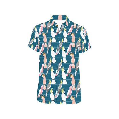 Cockatoo Print Design LKS401 Men Short Sleeve Button Up Shirt