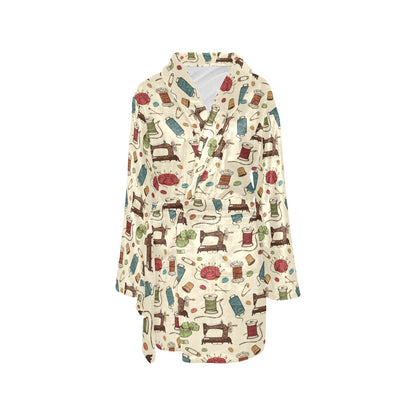 Sewing Equipment Print Design LKS303 Women's Fleece Robe