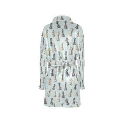 Chess Pattern Print Design 02 Women's Fleece Robe