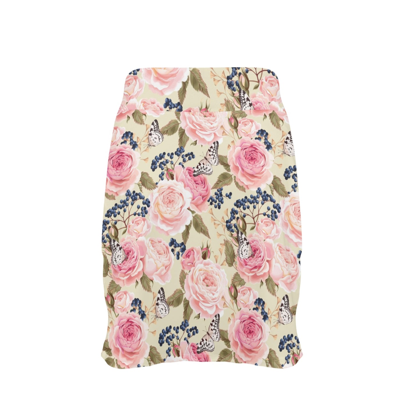Floral Pink Butterfly Print 17" Golf & Pickleball Skort with Pockets