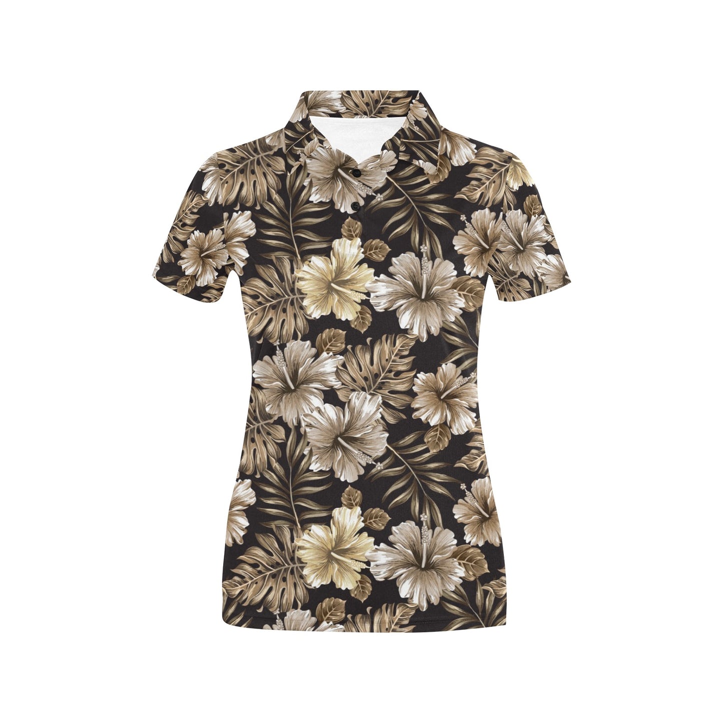 Brown Hibiscus Tropical Women's Polo Shirt