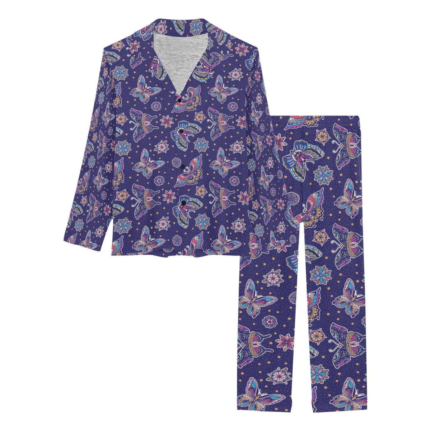 Butterfly Print Design LKS303 Women's Long Pajama Set