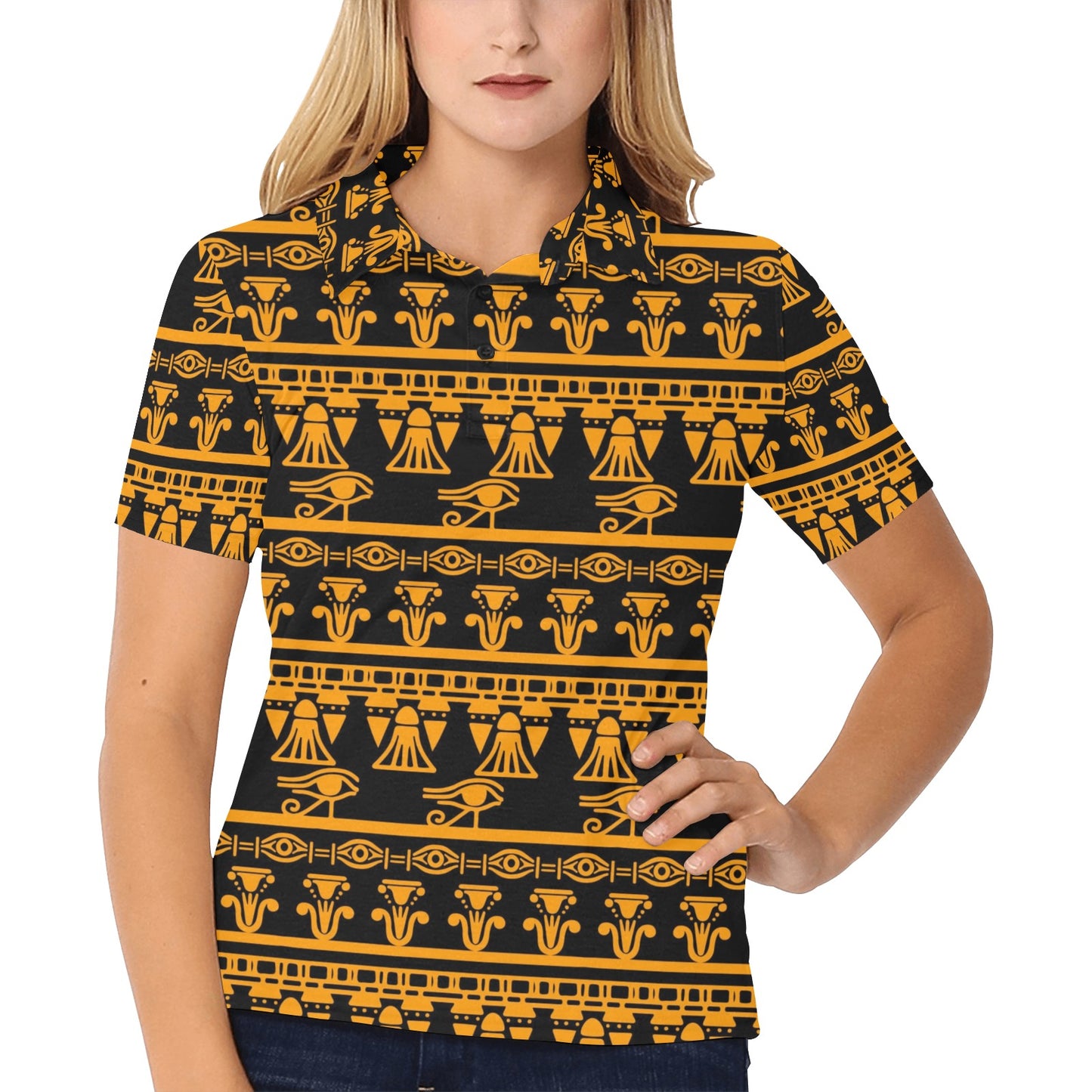 Eye of Horus Tribal Egypt Pattern Women's Polo Shirt