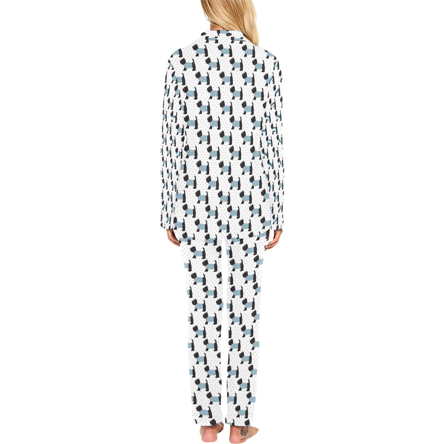 Scottish Terriers Print Design LKS3012 Women's Long Pajama Set