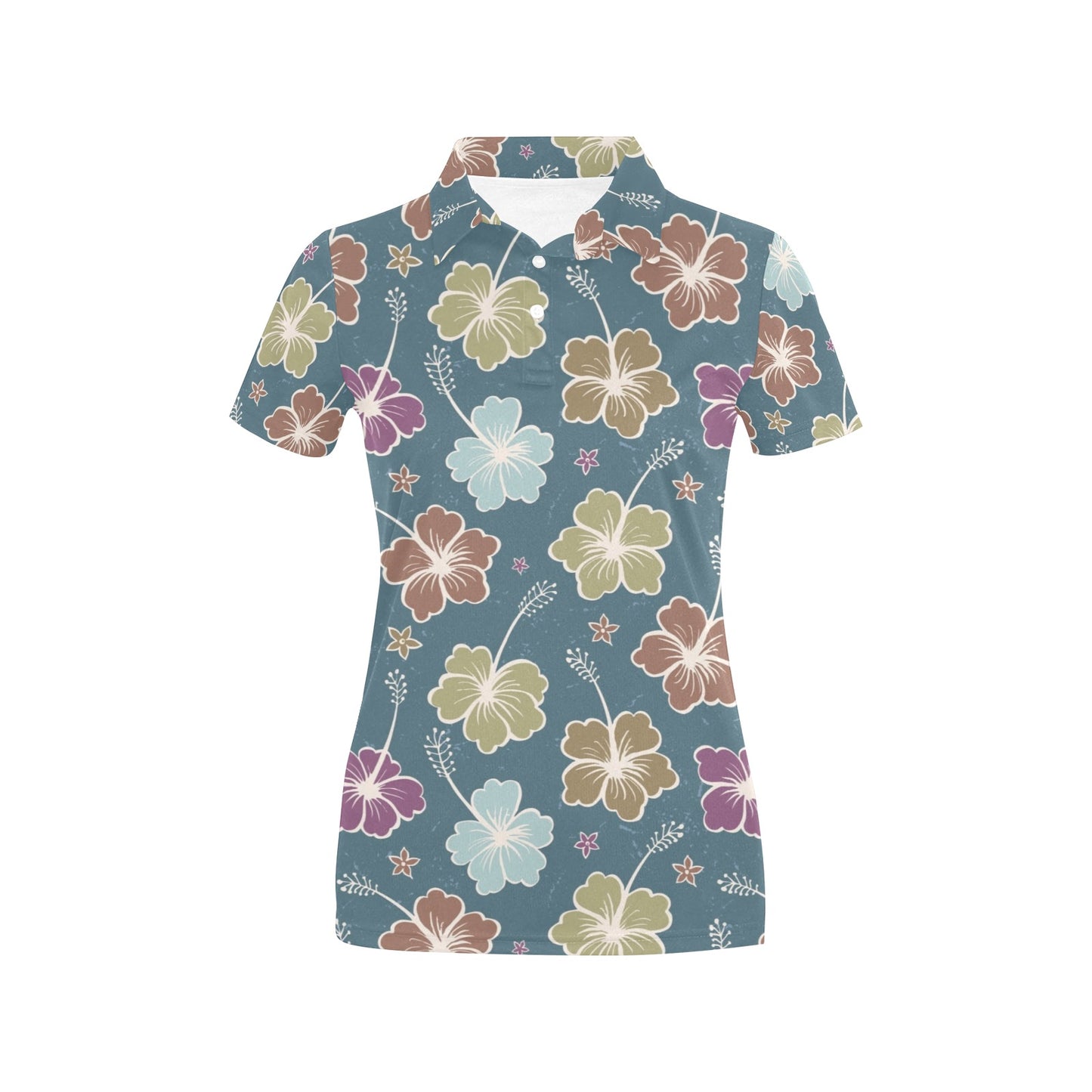 Hibiscus Pattern Print Design HB033 Women's Polo Shirt