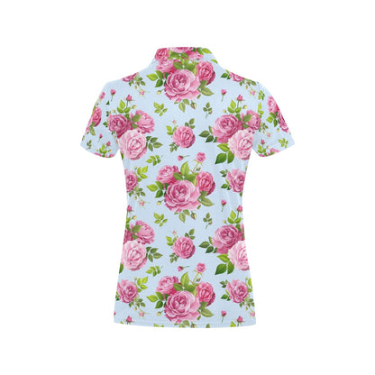 Rose Pink Pattern Print Design RO08 Women's Polo Shirt