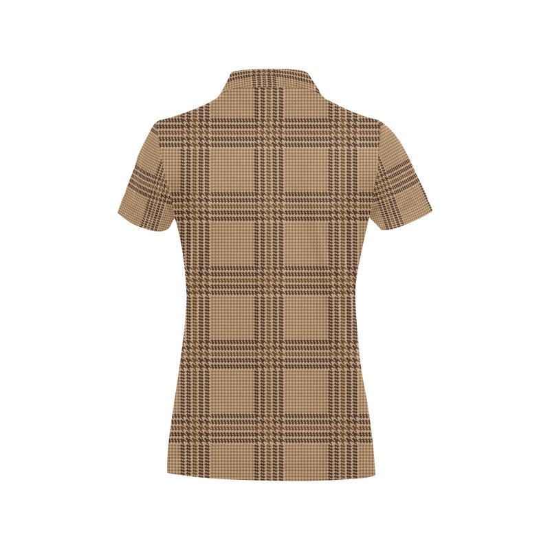 Houndstooth Brown Pattern Print Design 04 Women's Polo Shirt