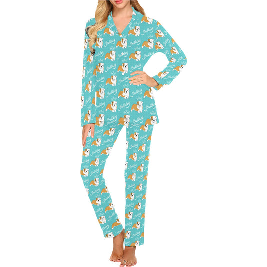 Bulldogs Pattern Print Design 05 Women's Long Pajama Set