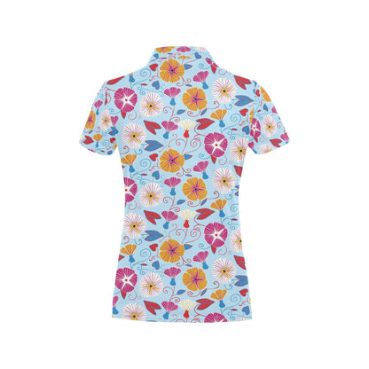 Morning Glory Pattern Print Design MG06 Women's Polo Shirt