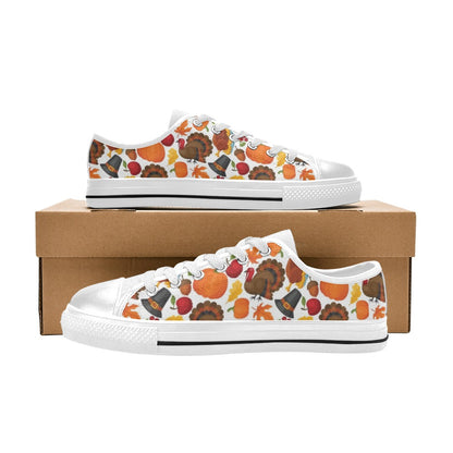 Thanksgiving Print Design LKS304 Women's White Low Top Shoes