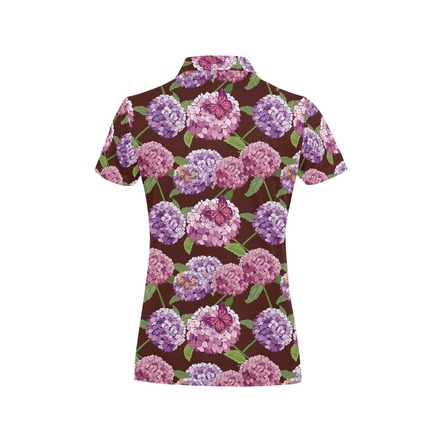 Hydrangea Pattern Print Design HD08 Women's Polo Shirt