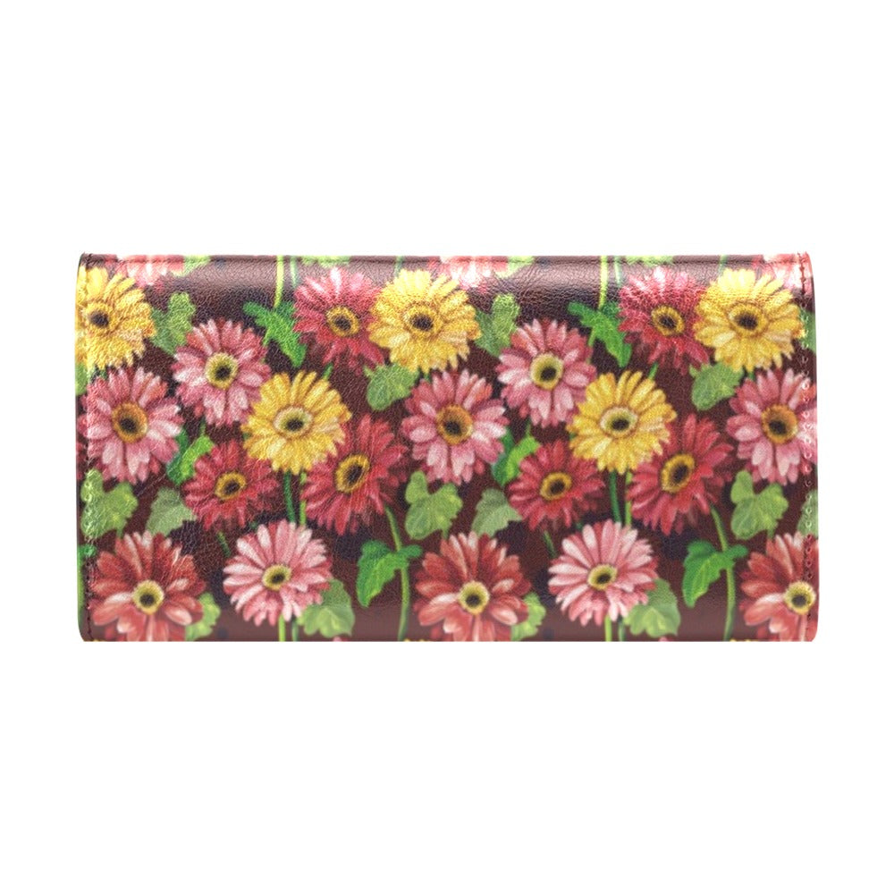 Daisy Gerbera Print Pattern Women's Trifold Wallet