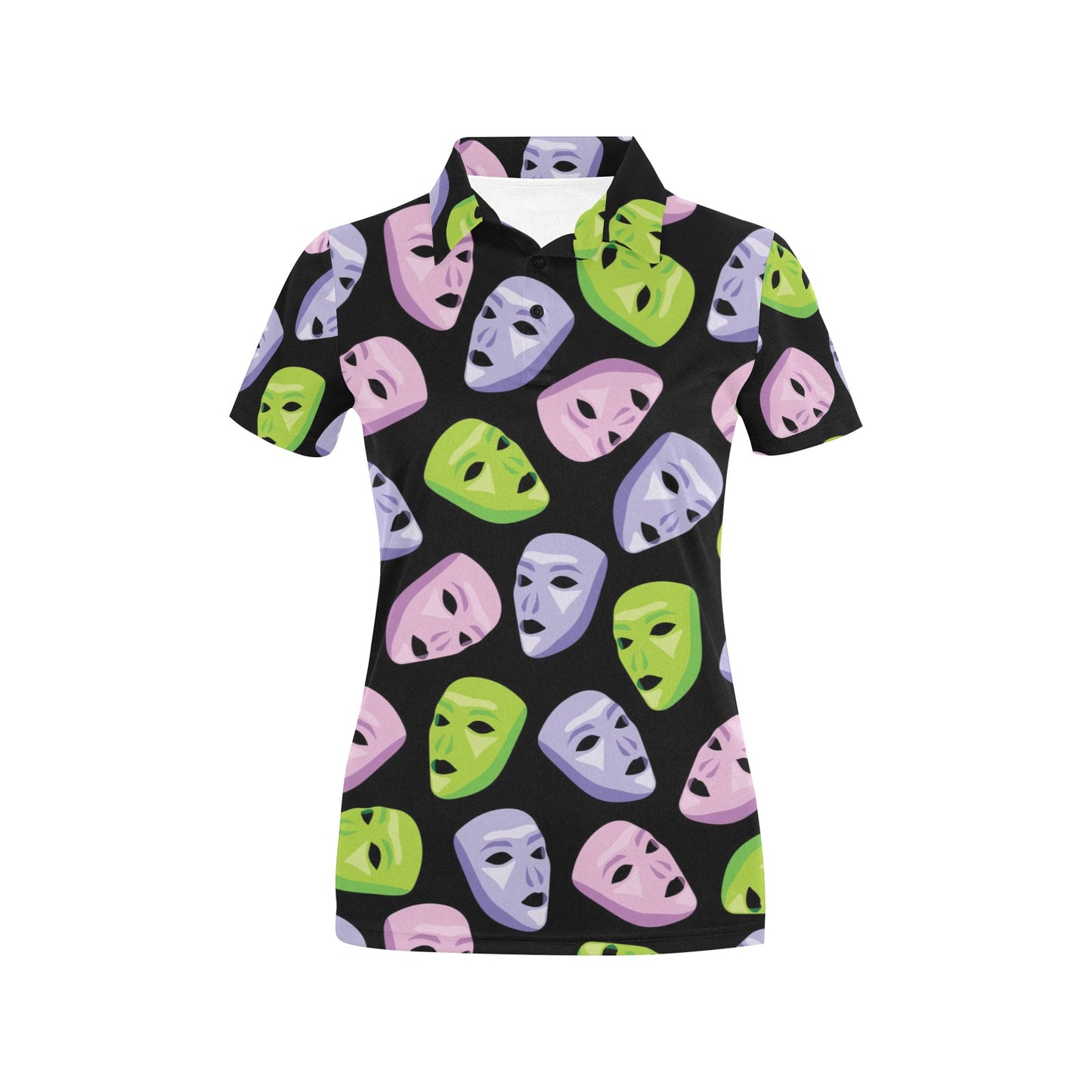 Acting Mask Pattern Print Design 04 Women's Polo Shirt