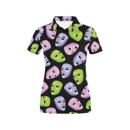 Acting Mask Pattern Print Design 04 Women's Polo Shirt
