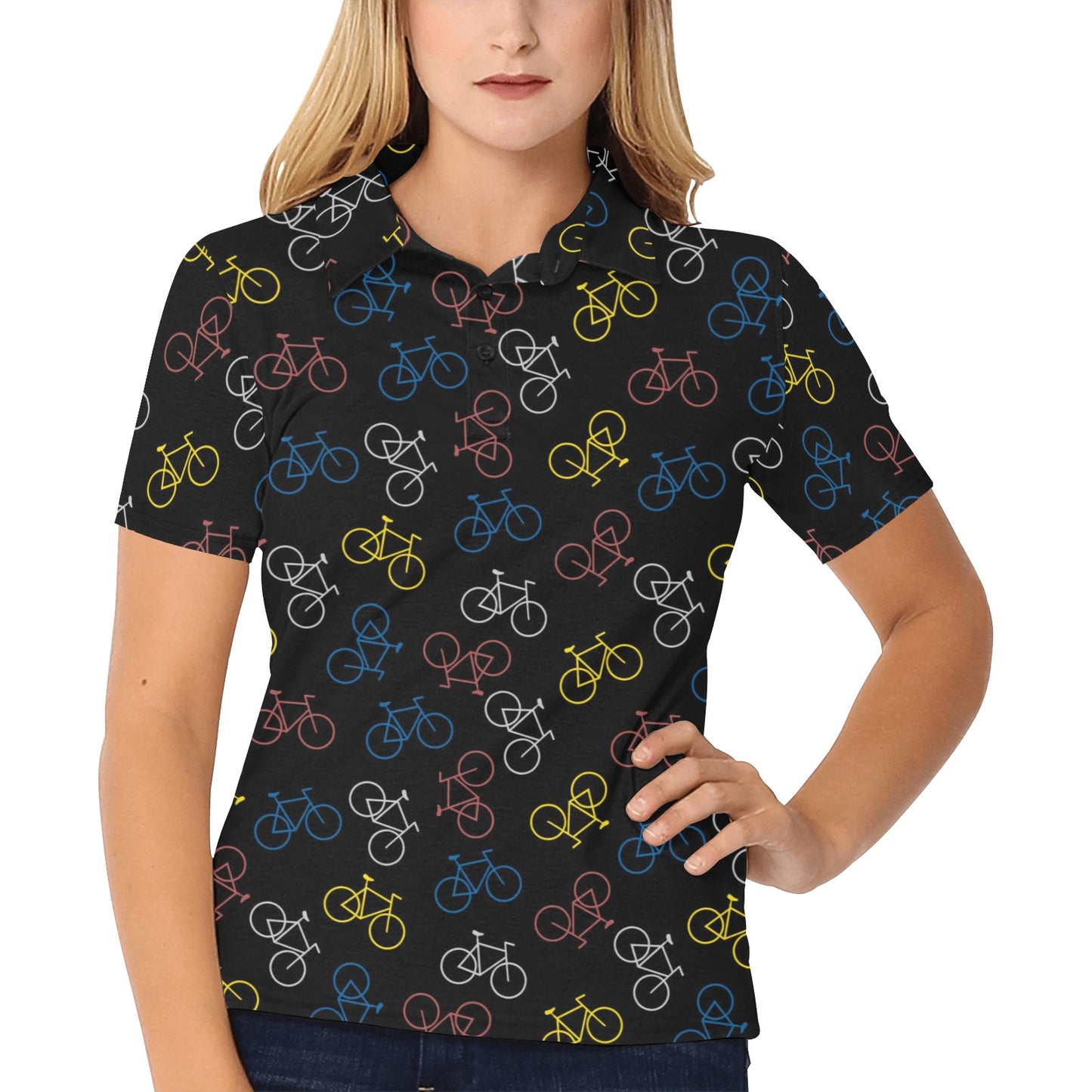 Bicycle Pattern Print Design 03 Women's Polo Shirt
