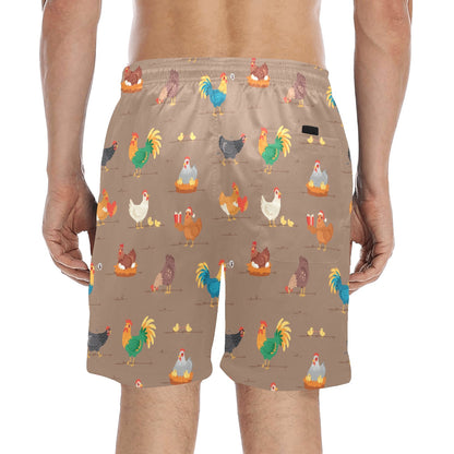 Chicken Happy Print Pattern Men's Swim Trunks Beach Shorts