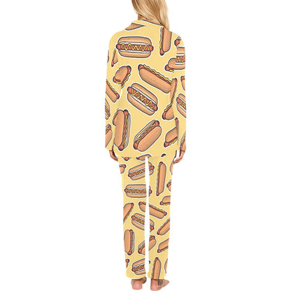 Hot Dog Pattern Print Design 01 Women's Long Pajama Set