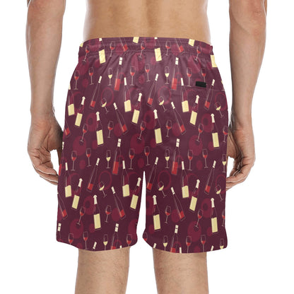 Wine Themed Print Design LKS302 Men's Swim Trunks Beach Shorts