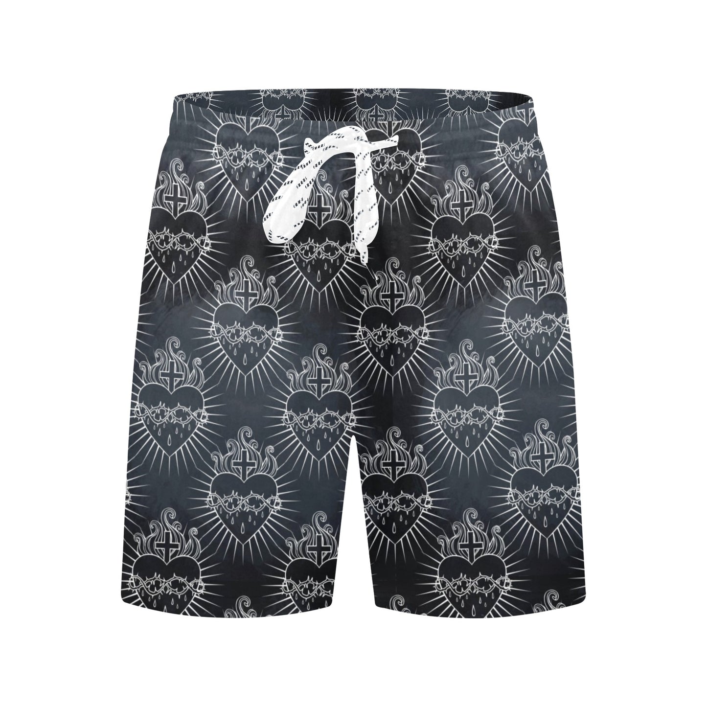 Christian Heart Tattoo Style Men's Swim Trunks Beach Shorts