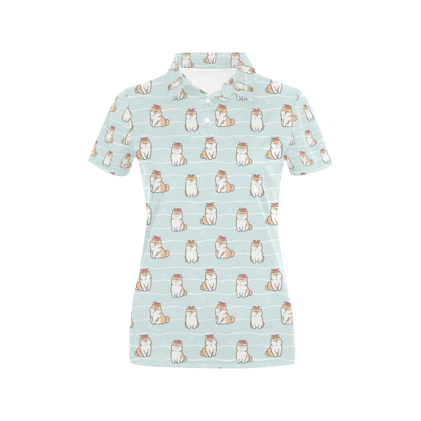 Shiba Inu Print Design LKS3011 Women's Polo Shirt