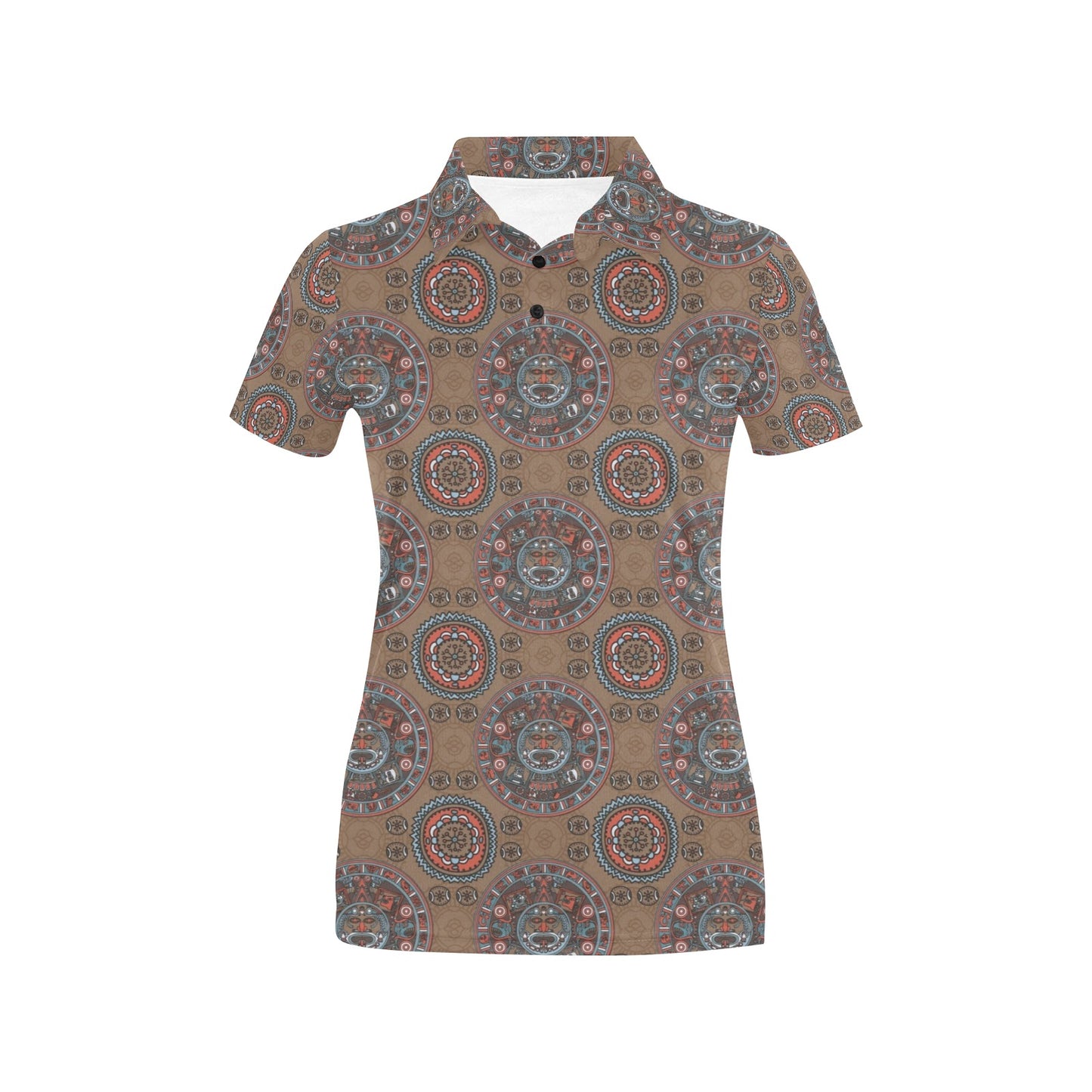 Calendar Aztec Pattern Print Design 03 Women's Polo Shirt