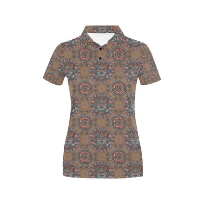 Calendar Aztec Pattern Print Design 03 Women's Polo Shirt