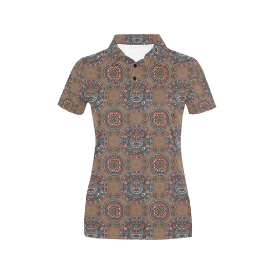 Calendar Aztec Pattern Print Design 03 Women's Polo Shirt