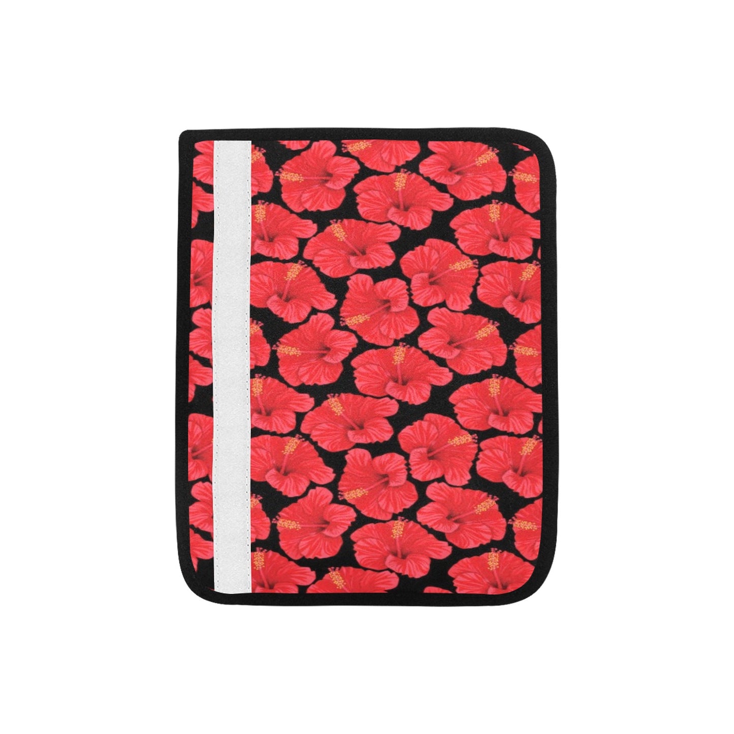 Hibiscus Red Pattern Print Design LKS306 Car Seat Belt Cover