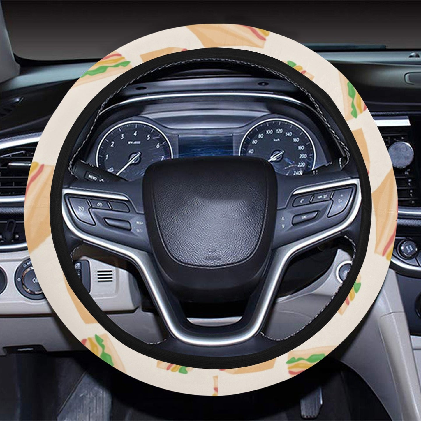 Sandwich Print Design LKS301 Steering Wheel Cover with Elastic Edge