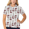 Bass Guitar Pattern Print Design 03 Women's Polo Shirt