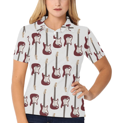 Bass Guitar Pattern Print Design 03 Women's Polo Shirt