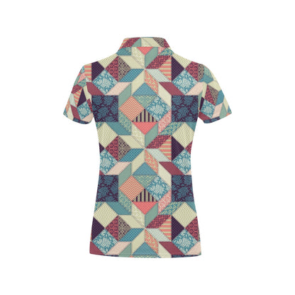 Patchwork Pattern Print Design 02 Women's Polo Shirt