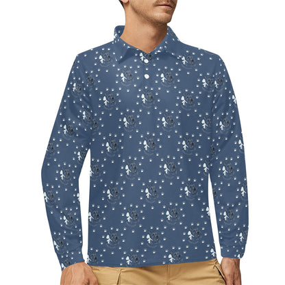 Scottish Terriers Print Design LKS307 Long Sleeve Polo Shirt For Men's